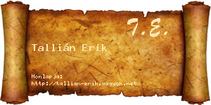 Tallián Erik névjegykártya